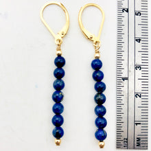 Load image into Gallery viewer, Lapis Lazuli and 14K gf Semi Precious Stone Earrings | 4mm Lapis | 2&quot; Long | - PremiumBead Alternate Image 5
