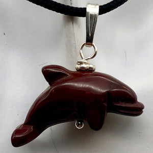 Jasper Dolphin Pendant Necklace | Semi Precious Stone Jewelry | Silver Pendant - PremiumBead Alternate Image 4