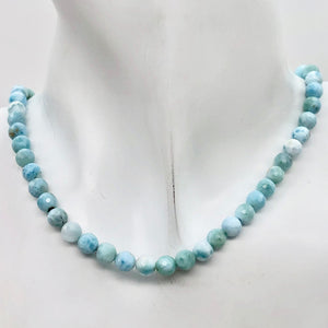 Natural Skyblue Larimar Faceted Round Beads | 6mm | Blue | 68 Bead(s)