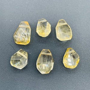 Citrine Faceted Pear Briolette Beads | 11x8x6 to 14x11x13 | Yellow | 6 Beads |