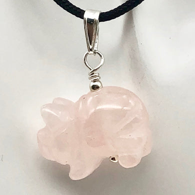Piggie! Rose Quartz Pig Solid Sterling Silver Pendant 509274RQS - PremiumBead Primary Image 1