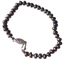 Load image into Gallery viewer, Chocolate Freshwater Pearl and Sterling Silver 7 inch Bracelet 9916P
