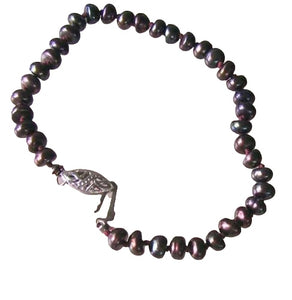 Chocolate Freshwater Pearl and Sterling Silver 7 inch Bracelet 9916P