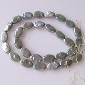 Platinum Green Oval Coin Pearl Strand 109948 - PremiumBead Primary Image 1