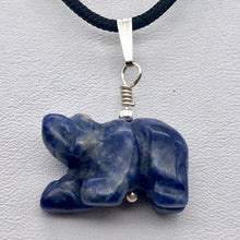 Load image into Gallery viewer, Roar! Hand Carved Natural Sodalite Bear Sterling Silver Pendant - PremiumBead Alternate Image 5
