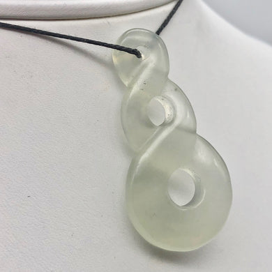 Hand Carved Translucent Serpentine Infinity Pendant with Black Cord 10821L - PremiumBead Primary Image 1