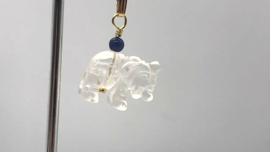 Quartz Carved Elephant 14Kgf Pendant |20x16x9mm (Elephant) 4mm (Bail ) |