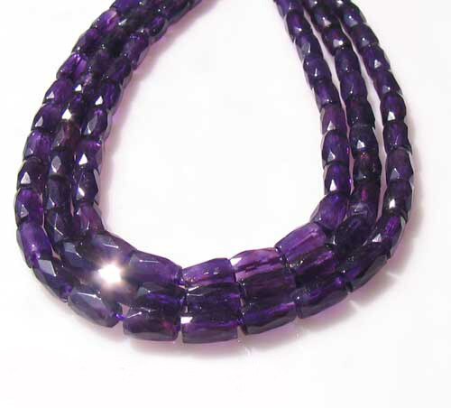 5 Royal Natural Amethyst Faceted Tube Beads 9432 - PremiumBead Primary Image 1