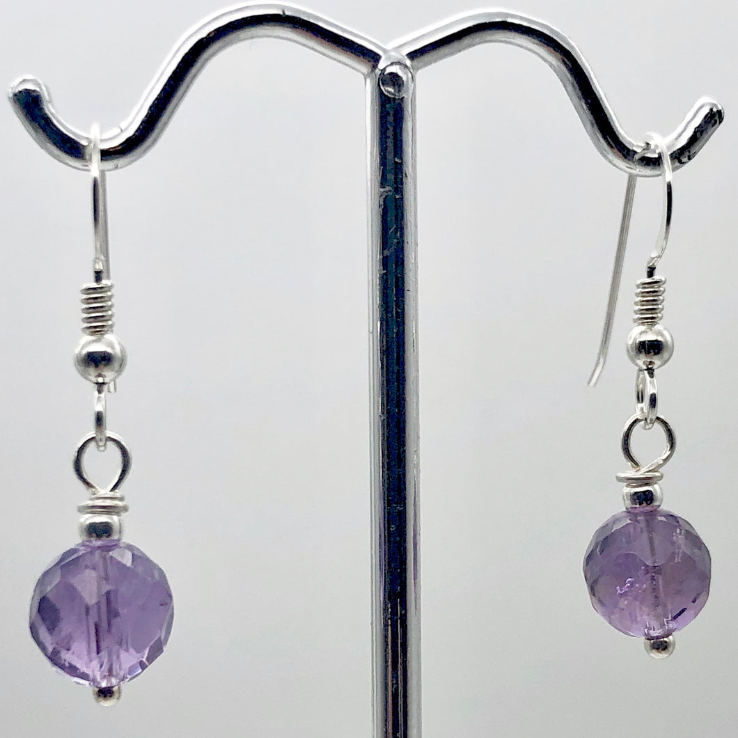 Royal Natural Untreated 8mm Faceted Amethyst Solid Sterling Silver Earrings - PremiumBead Primary Image 1