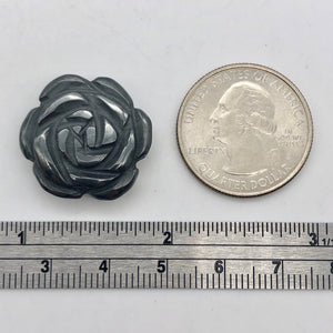 Bloomin' Carved Hematite Rose Flower Figurine Worry Stone | 21x7mm | Silver Black - PremiumBead Alternate Image 3