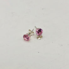 Load image into Gallery viewer, October Birthstone Shine 5mm Pink Cubic Zircon Sterling Silver Earrings - PremiumBead Alternate Image 2
