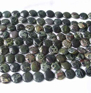 4 Green Sediment Stone 18mm Coin Beads 8722 - PremiumBead Alternate Image 2