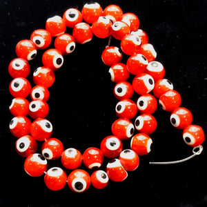 Lampwork Glass Eye 14" Strand Round | 8 mm | Red | 46 Beads |