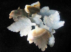 Exotic Hand Carved Mussel Shell Leaf Pendant Bead 8553B - PremiumBead Alternate Image 3