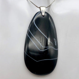 Stunning! Black and White Sardonyx & Silver Pendant - PremiumBead Alternate Image 2