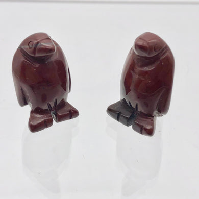 March of The Penguins 2 Carved Brecciated Jasper Beads | 21.5x12.5x11mm | Red - PremiumBead Primary Image 1