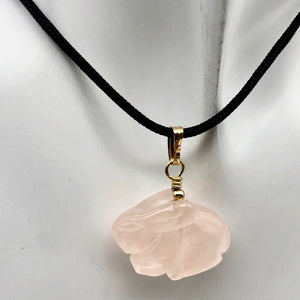Rose Quartz Bunny Rabbit Pendant Necklace|SemiPrecious Stone Jewelry|14K Pendant - PremiumBead Alternate Image 2