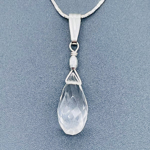 Quartz Sterling Silver Facetted Briolette | 1 1/2" Long | Clear | 1 Pendant |