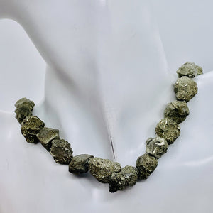 Pyrite Crystals Strand | 21x18x12 20 14x14x14mm | Silver Gold | 28 Beads |