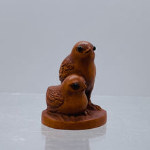 Load image into Gallery viewer, Boxwood Love Bird Birds Ojime/Netsuke Bead | 25x22x18mm | Brown
