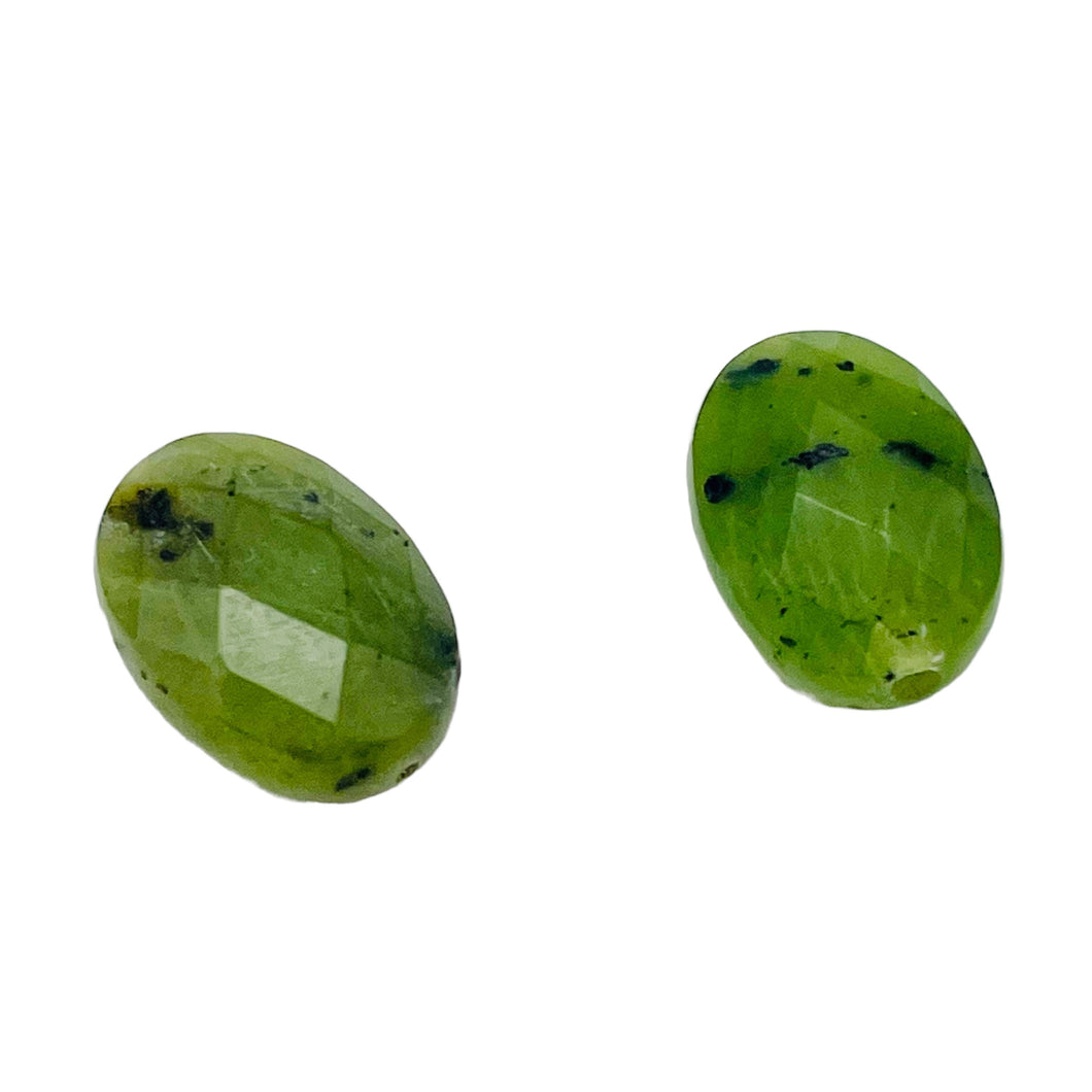 2 Intense 14x10x6mm Nephrite Jade Faceted Focal Beads 2482