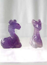 Load image into Gallery viewer, Graceful 2 Carved Amethyst Giraffe Beads | 21x16x10mm | Purple - PremiumBead Primary Image 1

