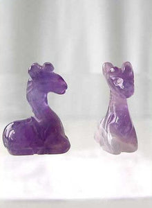 Graceful 2 Carved Amethyst Giraffe Beads | 21x16x10mm | Purple - PremiumBead Primary Image 1