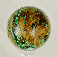 Load image into Gallery viewer, Azurite Malachite Chrysoprase Scry Round Sphere | 45mm | Green/Blue/Brown | 1 |
