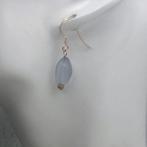 Blue Chalcedony Earrings with 14K Rose Gold Filled Ear Wires | 1" Long |