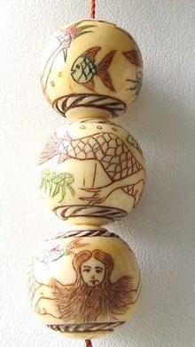 1 Carved Mermaid 16mm Round Centerpiece Bead 9694 - PremiumBead Primary Image 1