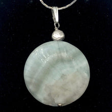 Load image into Gallery viewer, Wavy! One Aqua Green Hemimorphite Disc Sterling Silver Pendant | 1 3/4&quot; long |

