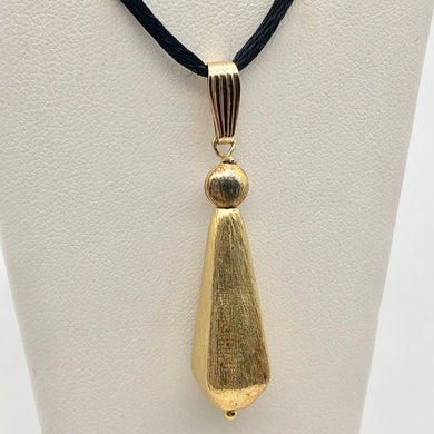 Designer (5+Grams) Brushed 22K Vermeil Faceted 29x9mm Teardrop Pendant 509816A - PremiumBead Primary Image 1