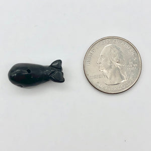 Carved Sea Animals 2 Obsidian Whale Beads | 21x12x10mm | Black - PremiumBead Alternate Image 4
