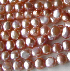 Rare 7 Natural, Untreated Peachy Pink Pebble FW Pearls 004465 - PremiumBead Alternate Image 2