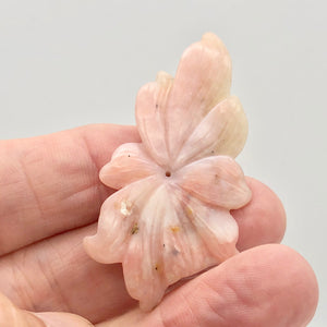 Hand Carved Amazing Pink Peruvian Opal Flower Pendant Bead | 51x31x4mm| 35cts | - PremiumBead Alternate Image 3