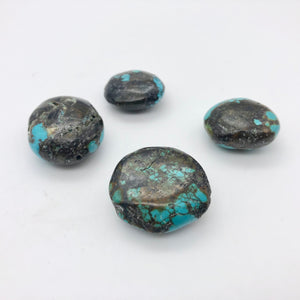 4 Genuine Natural Turquoise Nugget Beads | 245.4 cts | Blue/Black | 4 Beads - PremiumBead Alternate Image 6
