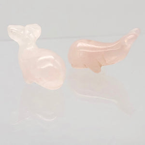 Splash 2 Rose Quartz Whale Beads | 20x13x11mm | Pink