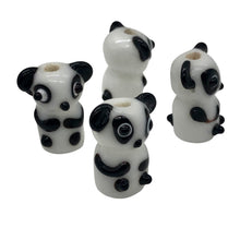 Load image into Gallery viewer, Lampwork Panda Parcel Panda Bears | 20x10x10 mm | White/Black | 6 Beads |
