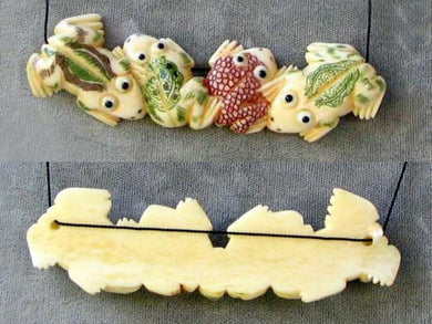 Carved Multi-Hue Frogs - Centerpiece Bead Pendant 4113 - PremiumBead Primary Image 1