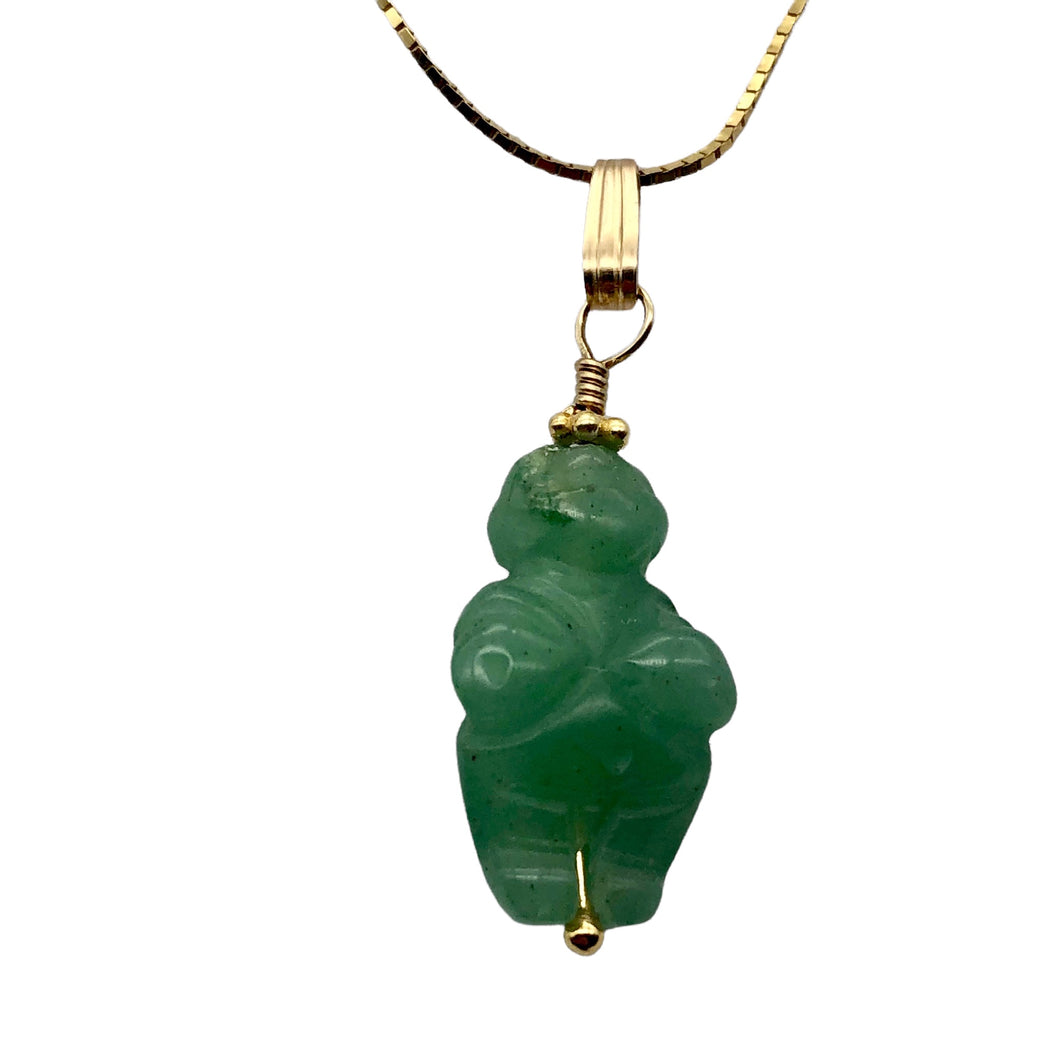 Aventurine Goddess of Willendorf 14Kgf Pendant |1.38