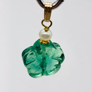 Fluorite and Pearl 14K Gold Filled Flower | 1" Long | Blue | 1 Pendant |