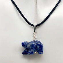 Load image into Gallery viewer, Roar! Hand Carved Natural Sodalite Bear Sterling Silver Pendant - PremiumBead Alternate Image 7
