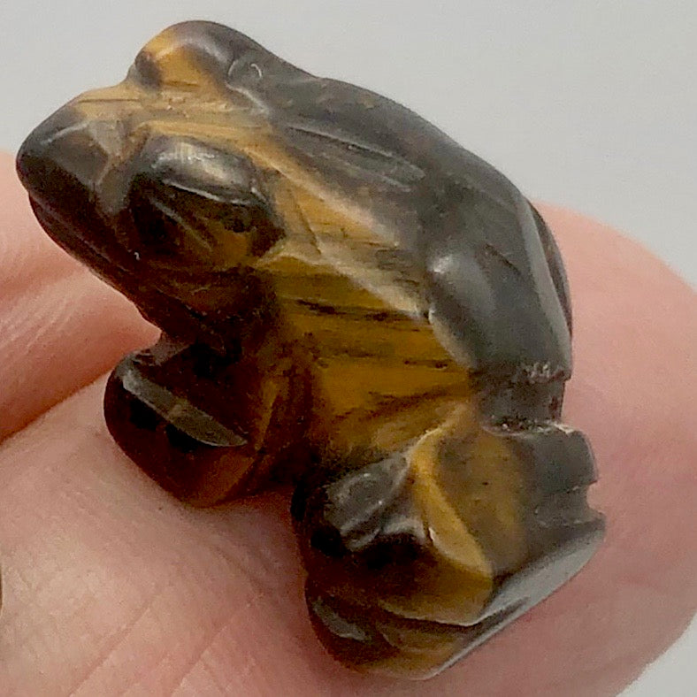 Adorable Tigereye Frog Figurine | 22x17x10mm | Golden Brown - PremiumBead Primary Image 1