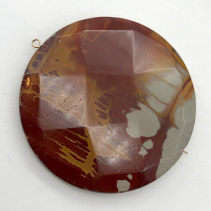 Picture Jasper Round Coin Stone | 50x10mm | Red Gray | 1 Pendant Bead |
