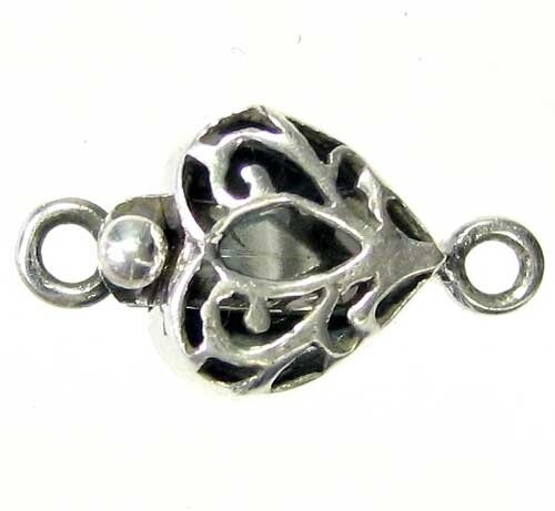 Romance 1 Sterling Silver Flowering Heart Clasp 7909 - PremiumBead Primary Image 1