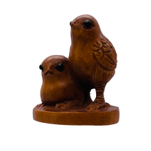Load image into Gallery viewer, Boxwood Love Bird Birds Ojime/Netsuke Bead | 25x22x18mm | Brown

