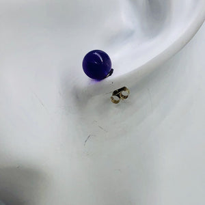 Amethyst 8mm Sterling Silver Stud Ball Earrings | 8mm | Purple | 1 Earrings