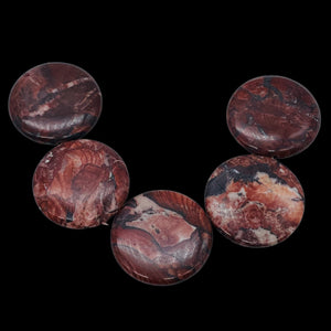 Oregon 3 Red Devil Jasper 40mm Coin Beads 9571