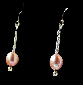 Stardust Pink Pearls with Solid Sterling Silver Earrings 6553
