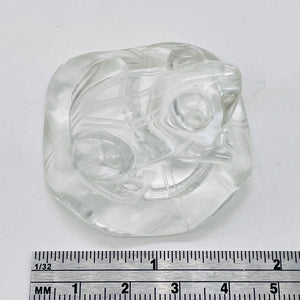 Quartz Frog on Lilly Pad Carving | 30x45x45mm | Clear | 1 Figurine |